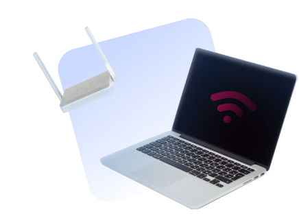 Ноутбук и Wi-Fi роутер